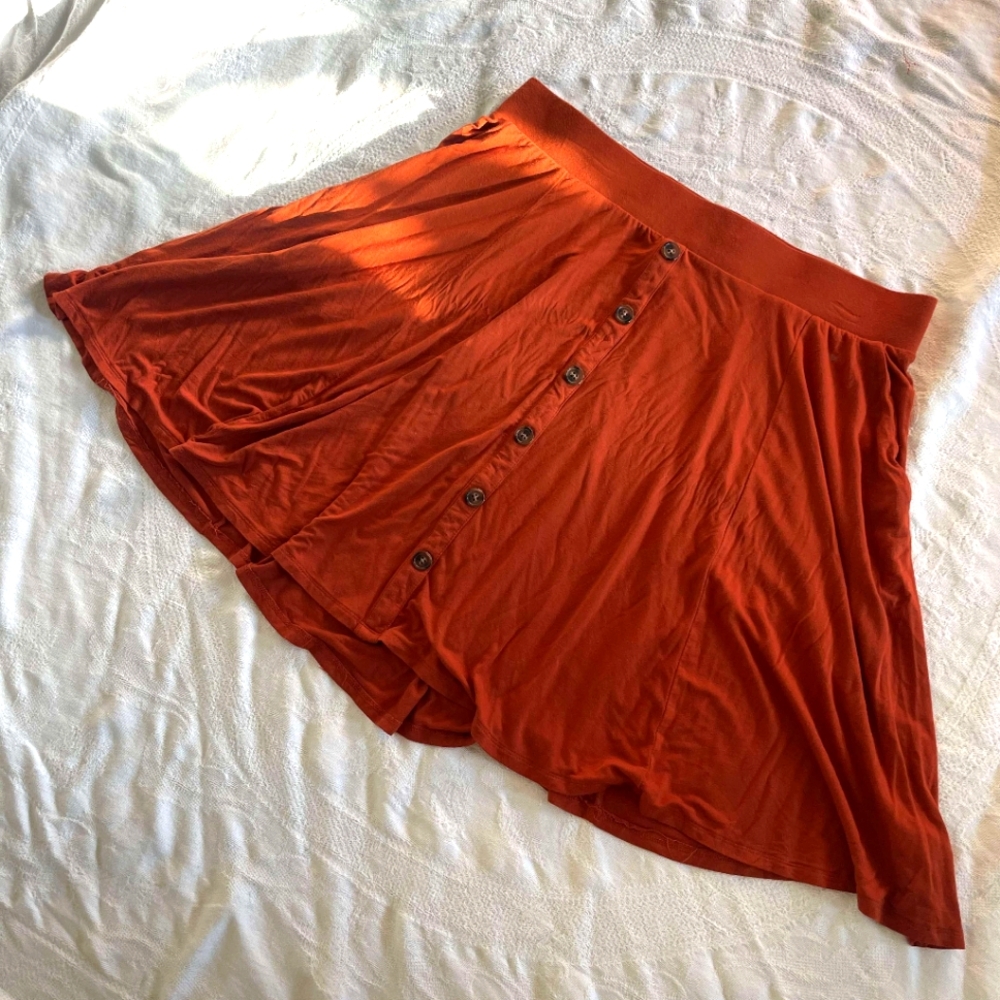 SUPER SOFT Orange Button up skater skirt
